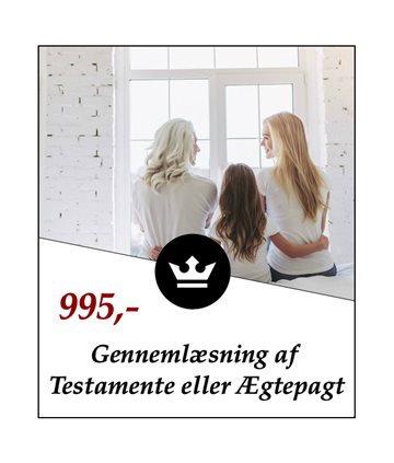 Gennemlæsning af Testamente eller Ægtepagt - 995 kr.